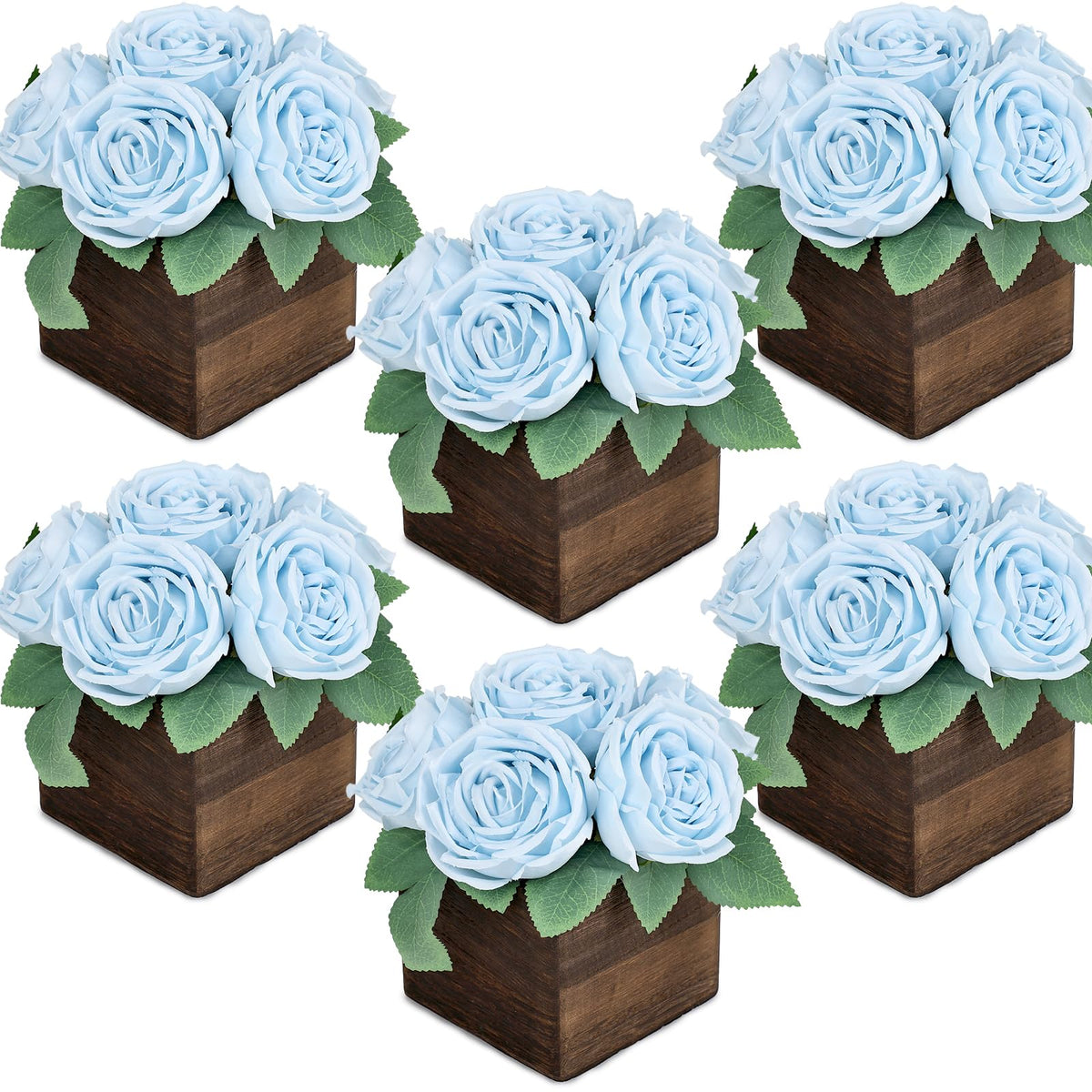 Dusty Blue & White Dining Table Centerpiece Set of 6, Pre-Made