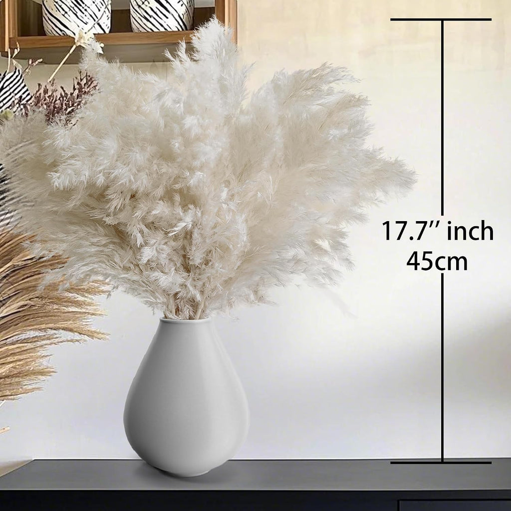 40PCS White Pampas Grass for Home Decor - Elegant Boho Decor - Premium Quality Pampas Grass Stems - Perfect for House, Nursery, Western, Wedding, Table, and Bohemian Decor