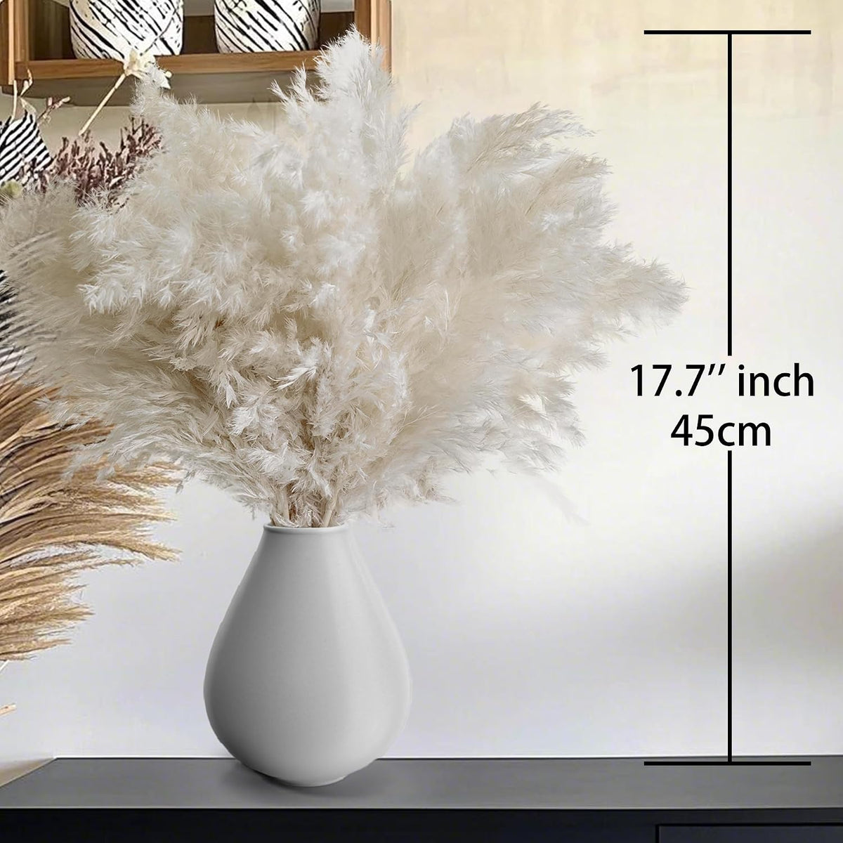 40PCS White Pampas Grass for Home Decor - Elegant Boho Decor - Premium Quality Pampas Grass Stems - Perfect for House, Nursery, Western, Wedding, Table, and Bohemian Decor