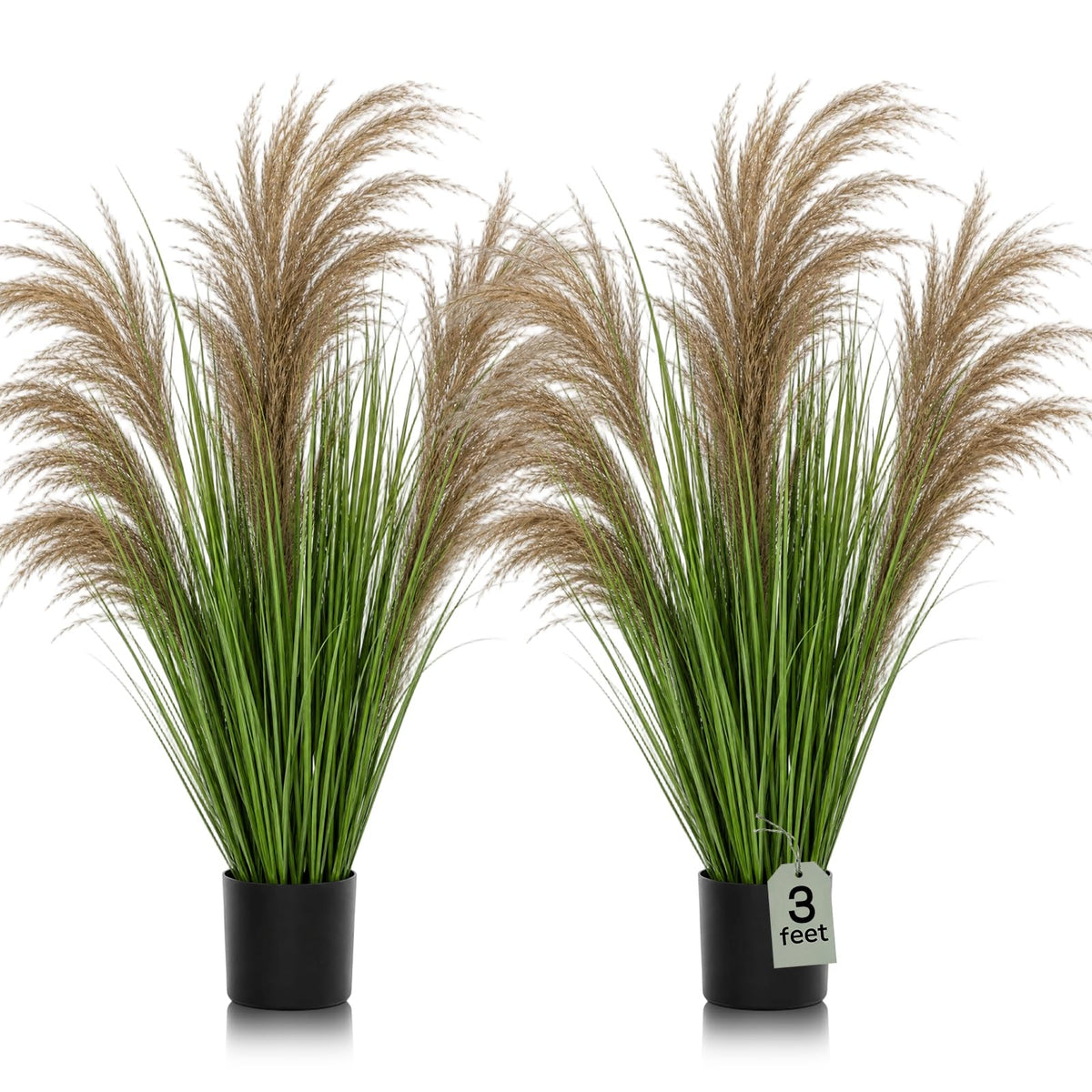 Jexine 2 Pcs Pampas Grass Potted Plants 4 ft Tall Artificial Grass Potted Artificial Greenery Floor Plants Tall in Pot for Housewarming Gift House Garden Bathroom Lobby Outdoor Decoration (Fall)
