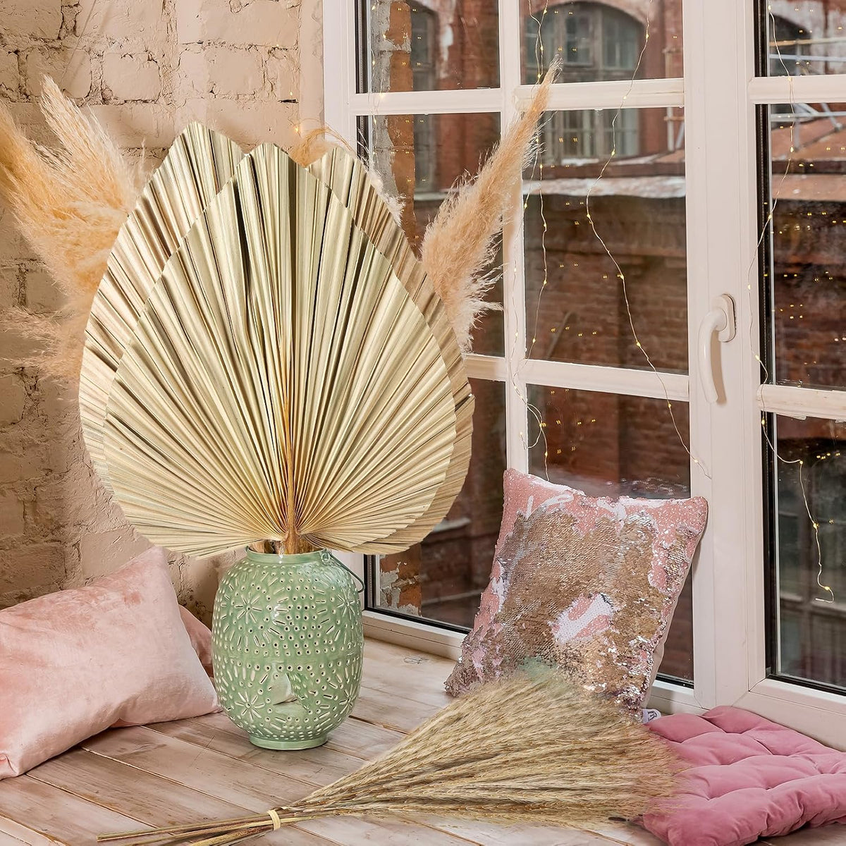 105 Pcs Boho Dried Pampas Grass Decor Bulk