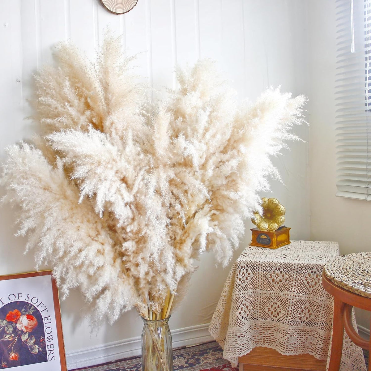 20pcs 40'' Pampas Grass Tall Decor - Pompas Floral, Tall Pampas Grass for Floor Vases, Living Room Floor, Floor Plants, Plumas para, and Grass Wall Decor