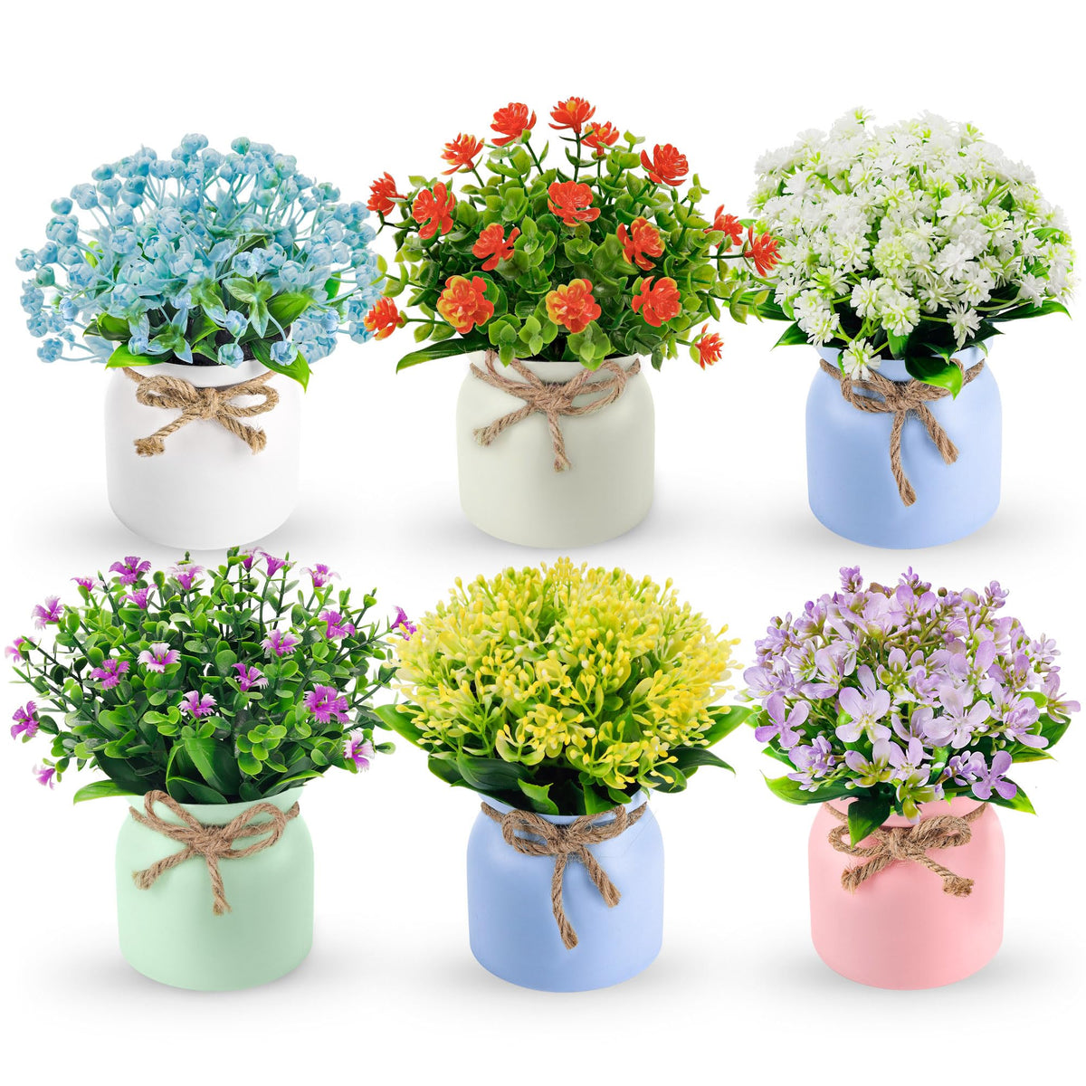 Der Rose 4 Pack Fake Flowers Artificial Plants in Pots, Table Home Decor