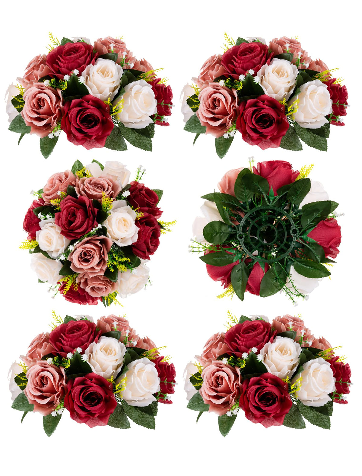 BLOSMON Faux Flower Centerpieces for Wedding Tables, 10 Pcs, Crimson Red