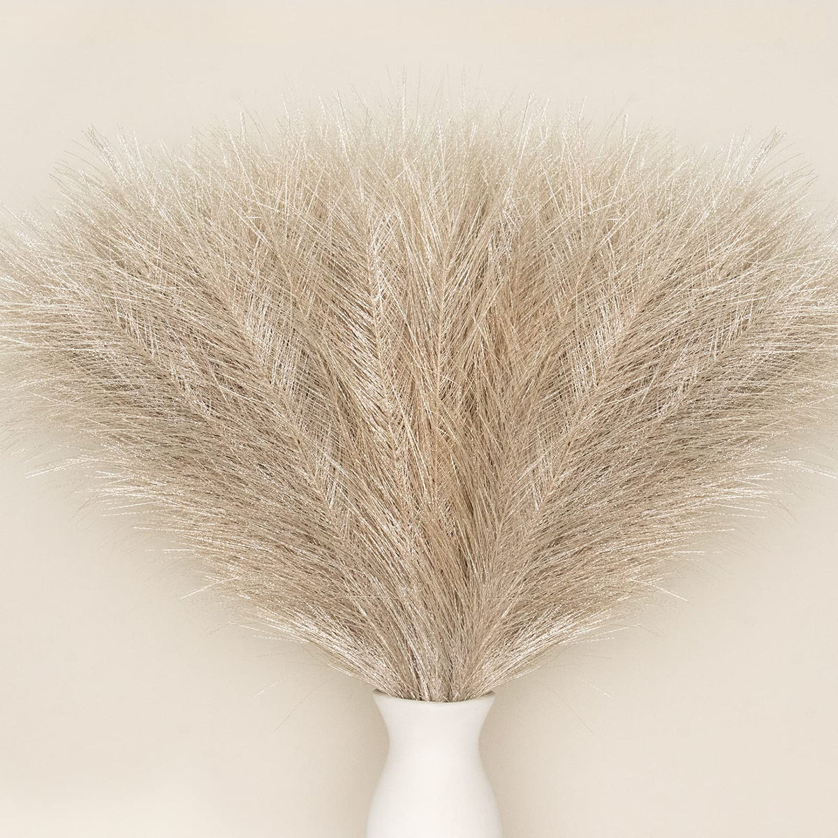 Pusuny Faux Pampas Grass,7 PCS 24 inch Gray Pampas Grass Decor, 7 Branches | Each Stem Fluffy Small Pompous Grass for Vase Filler in Table Vase Decor for House, Office, Boho Wedding Flower (Gray)