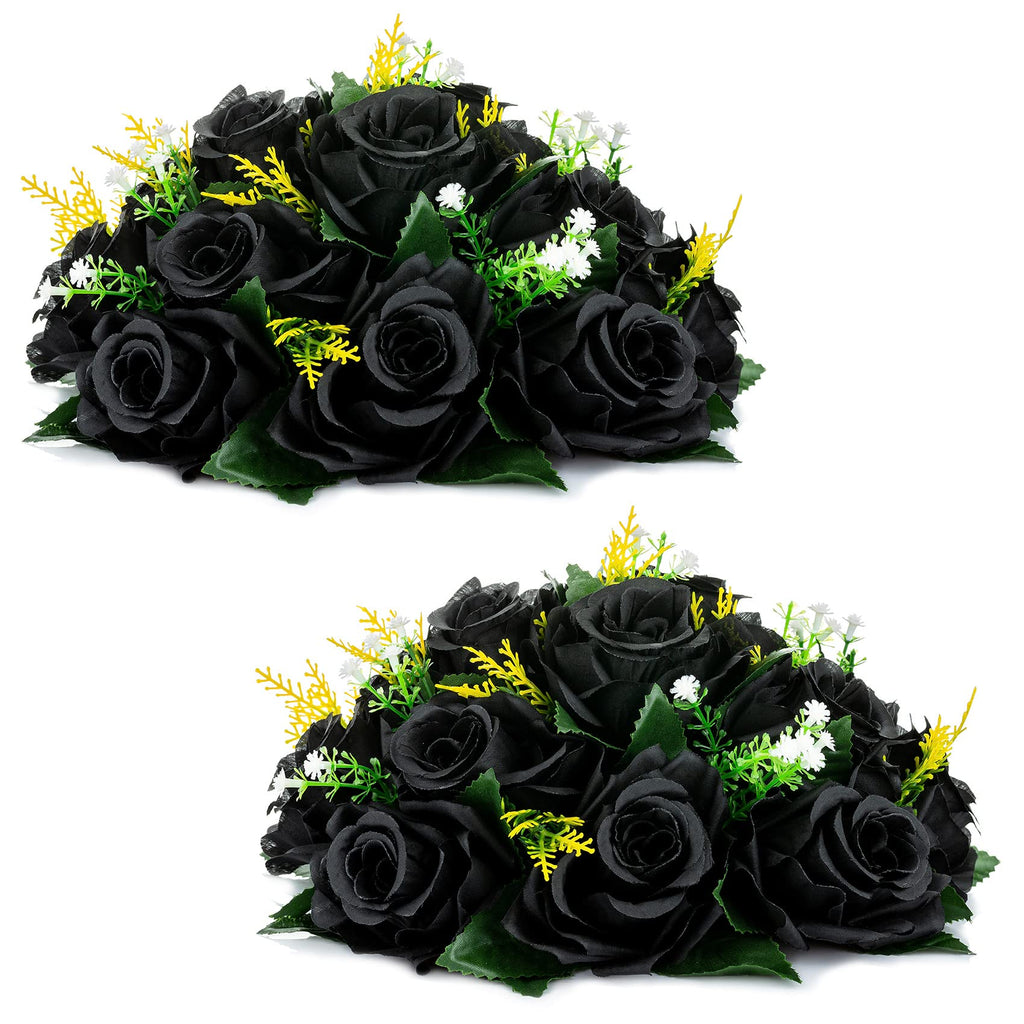 Nuptio Artificial Flower Centrepieces for Tables - 6 Pcs Burgundy & Dusty Rose & Creamy White Fake Flowers Roses Balls 9.5in Diam - Silk Faux Rose Arrangement for Wedding Party Centerpiece Table Decor
