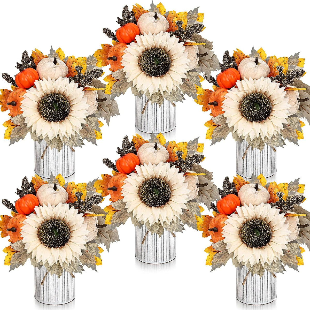 Fall Decor Flower Table Centerpieces, Set of 6 Pre-Made