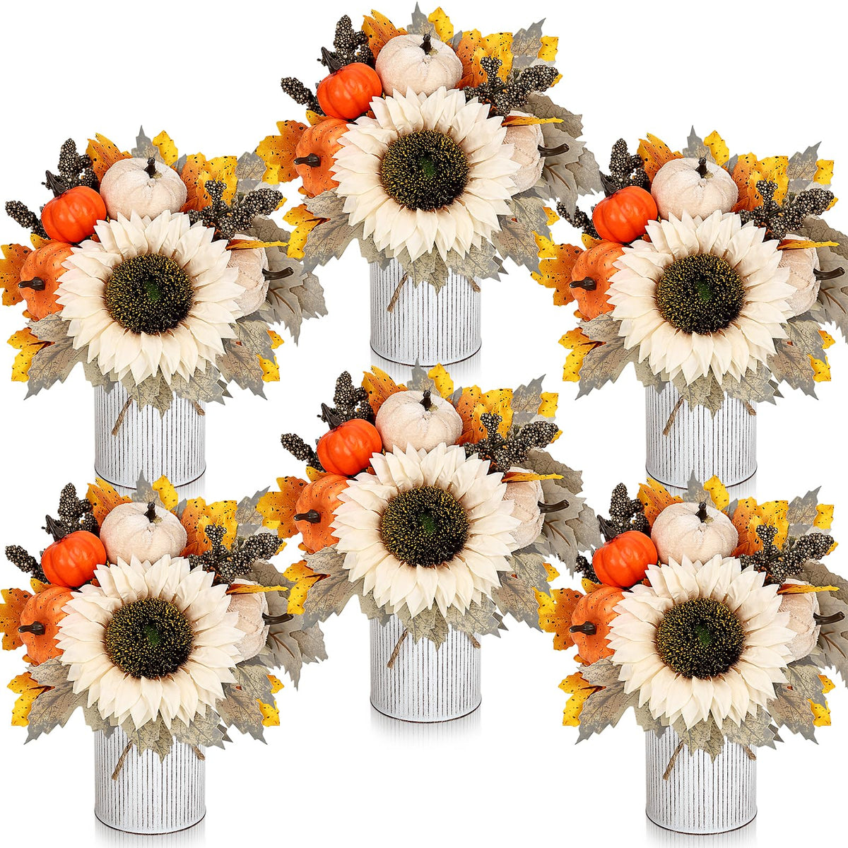 Fall Decor Flower Table Centerpieces, Set of 6 Pre-Made