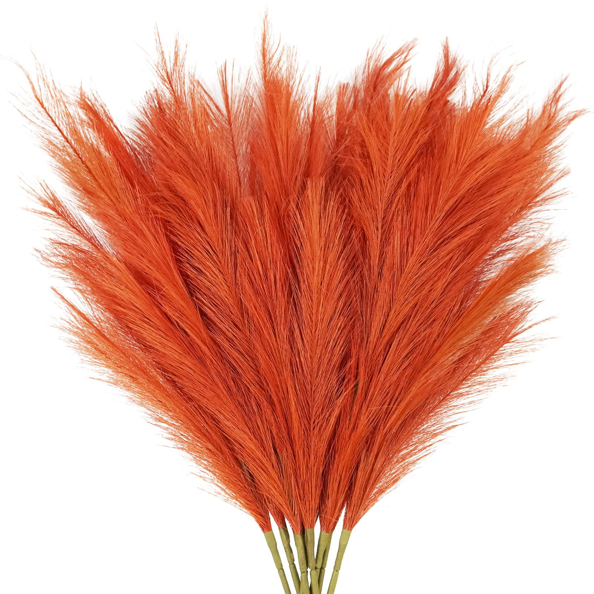 obbsie 50PCS Burnt Orange Faux Pampas Grass Decor, 21.6" Fluffy Vase Filler