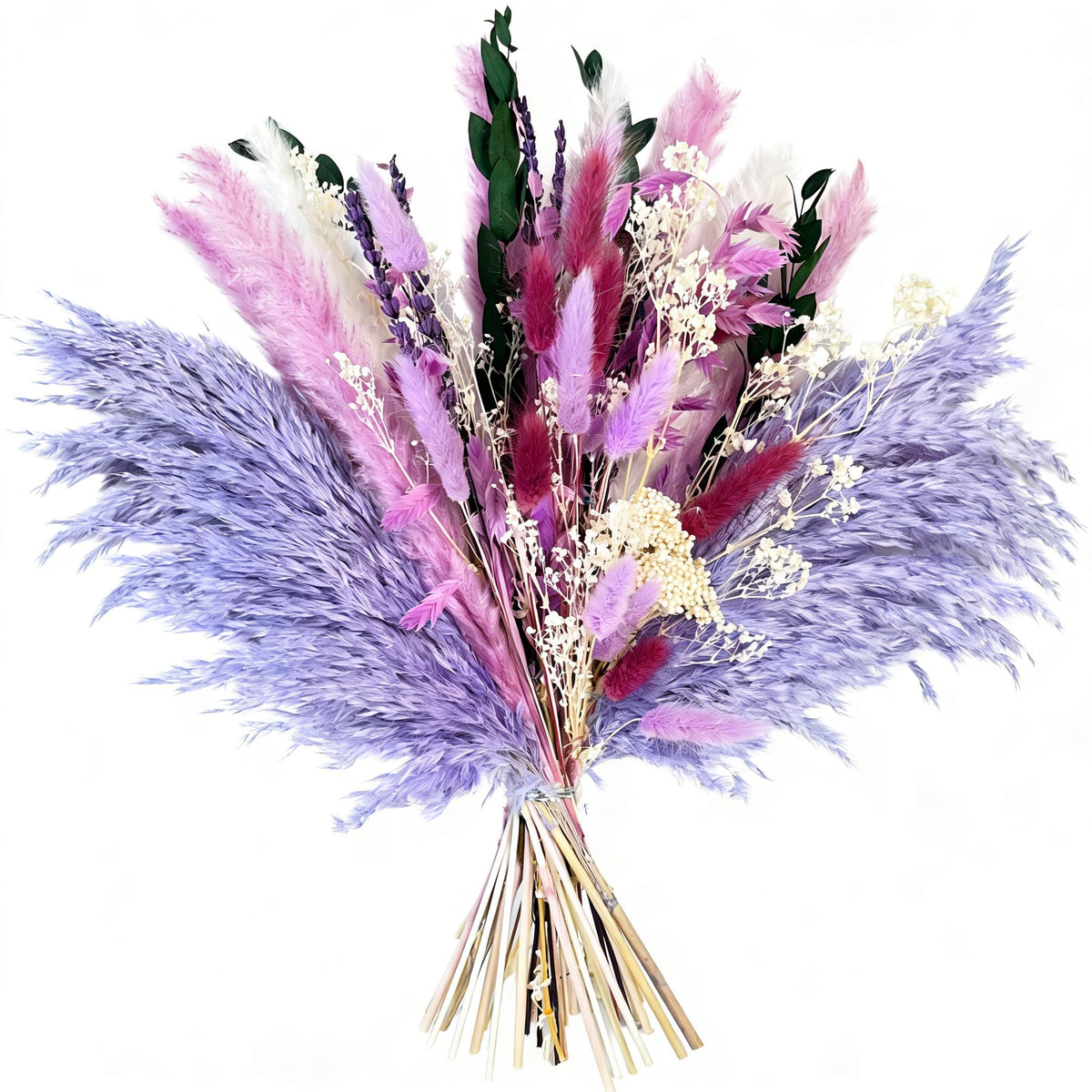 Natural Dried Flower Bouquet - 17" Boho Style Mixed Pampas Grass