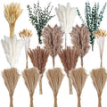 350PCS Dried Pampas Grass Bouquet Set – Dried Eucalyptus, Brown Pampas Grass & White Pampas Grass for Boho Baby Shower Decorations, Boho Wedding Decor, Pampas Grass Wall Decor, Home Decorations Modern