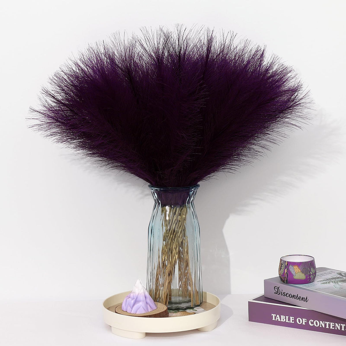 Pampas Grass Decor 30 Pcs 21.7 Inch Faux Brown Pampas Grass Bulk Artificial Dried Flowers Small Vase Filler Pompas Grass.