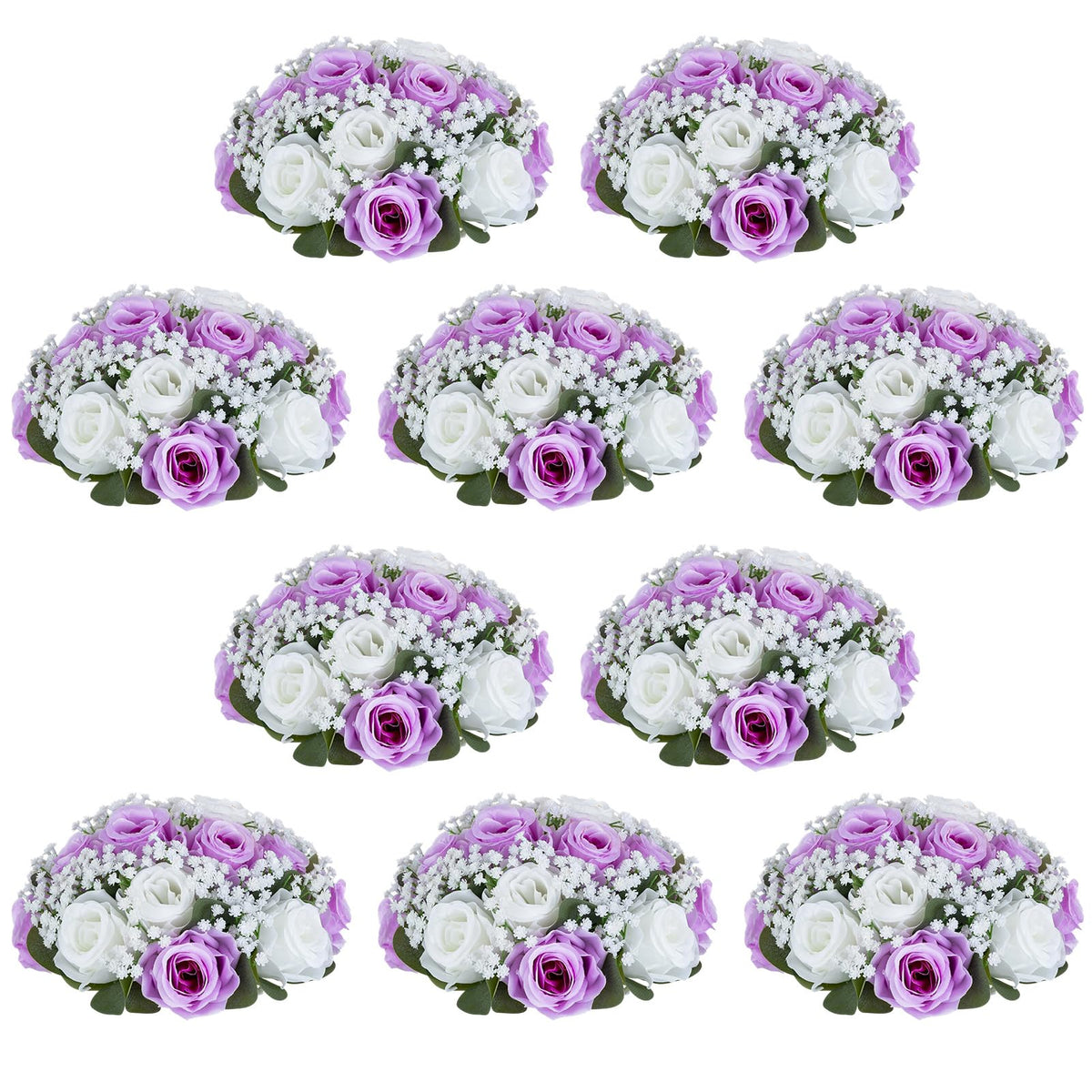 NUPTIO Flower Balls for Table Centerpieces: White Fake Flowers, 8.6 Inch