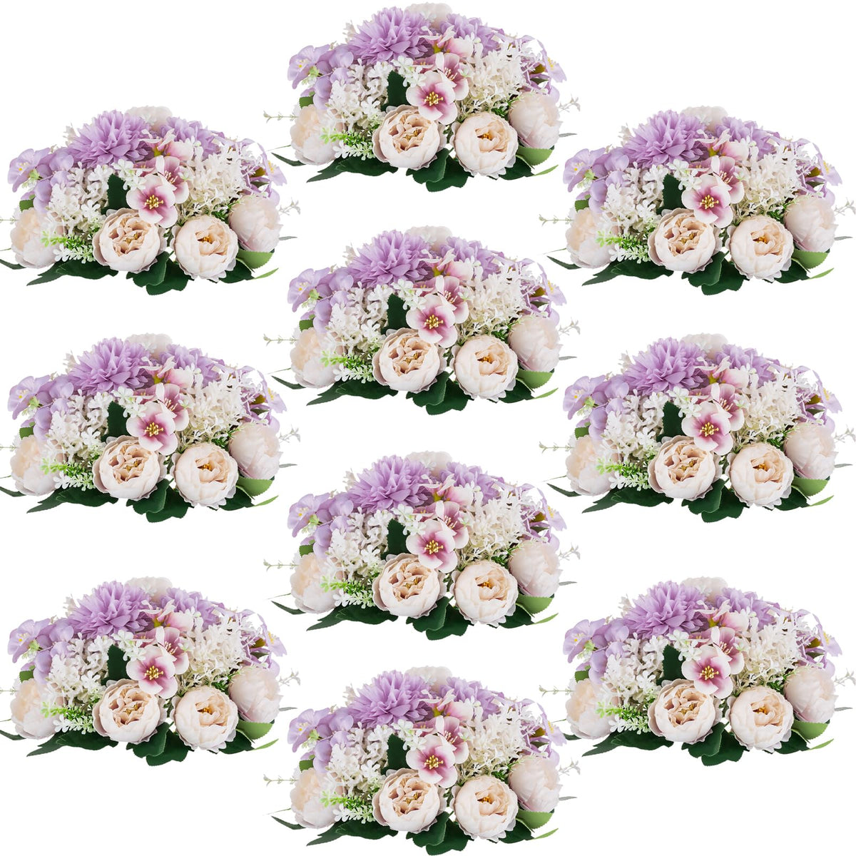 Flower Balls Centerpieces for Tables: White Silk Rose, 10Pcs
