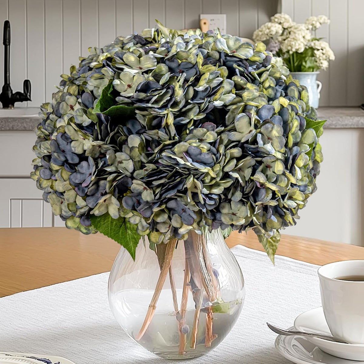 Bailikang 10 Pcs Faux Silk Hydrangea with Stems - Fall Hydrangeas Artificial Flowers Silk Flower Fall Winter Artificial Bouquet for Wedding Bridal Home Table Decor Without Vase