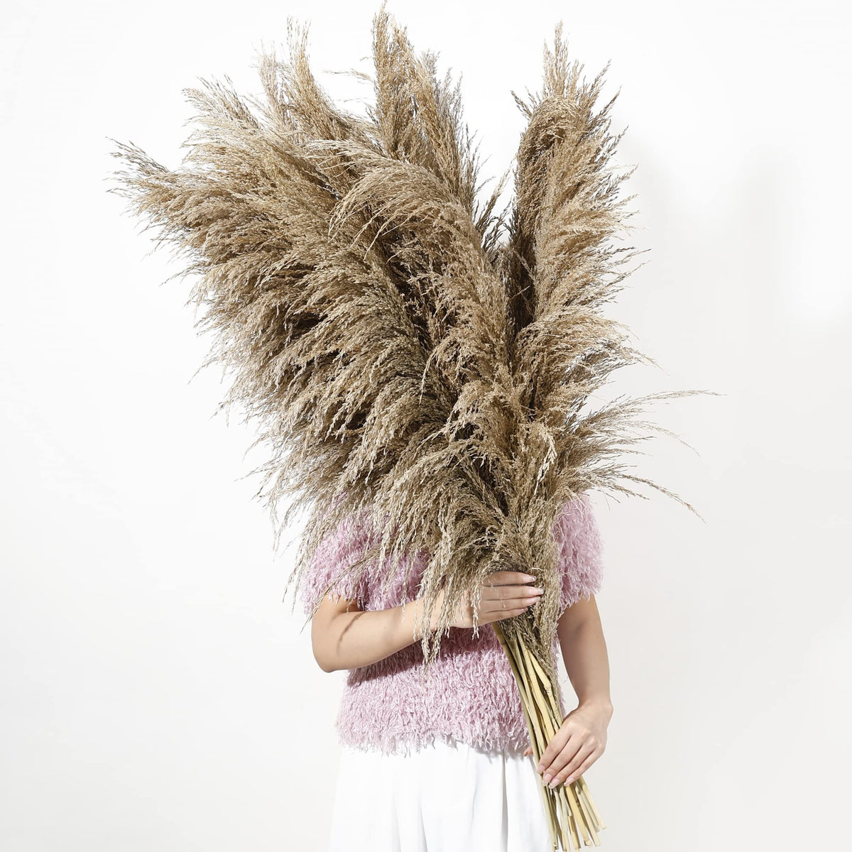 Wertuirk 9 Stems Dried Pampas Grass Decor Tall 48''/4 FT