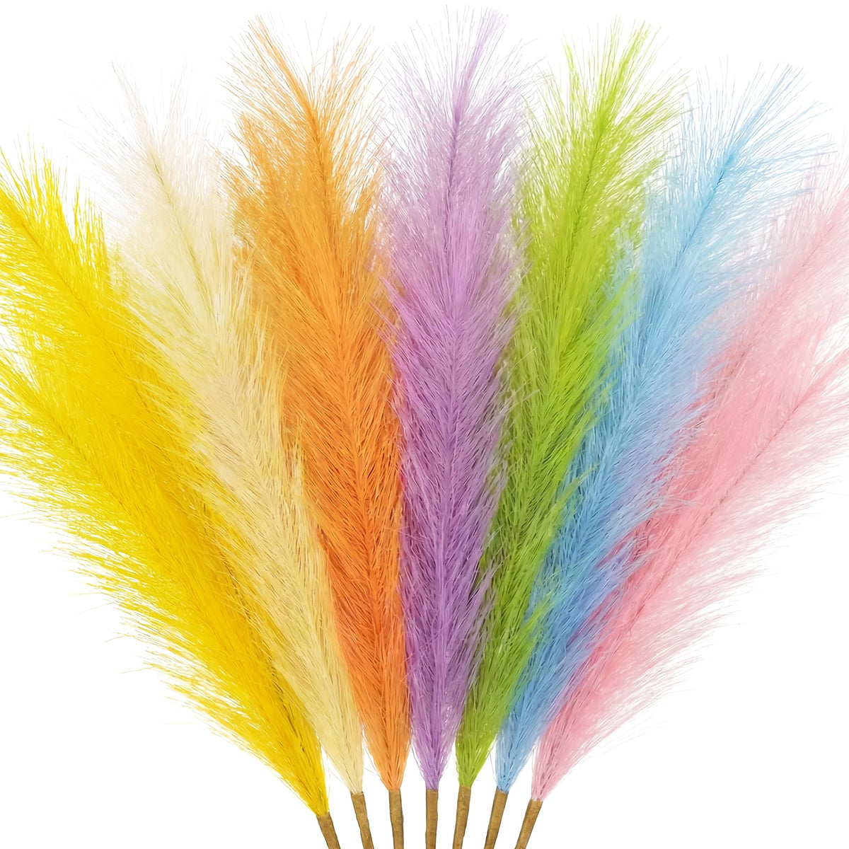 ZIFTY Faux Pampas Grass Decor 17" 6Pcs Handmade Flower Boho Decor Beige