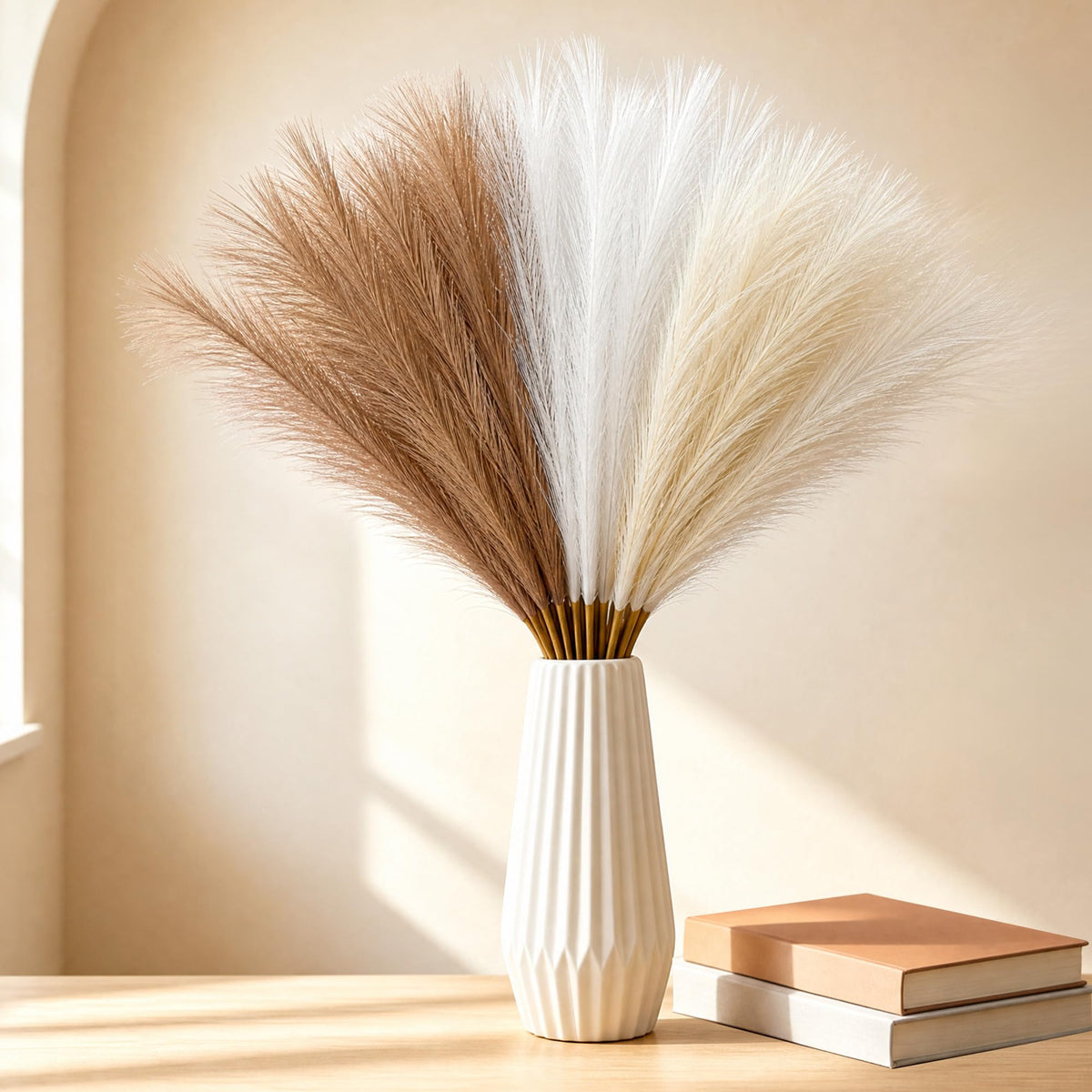 Bpole 36Pcs Black Pampas Grass,21.6 Inch Fluffy Faux Pampas Boho Home Decor
