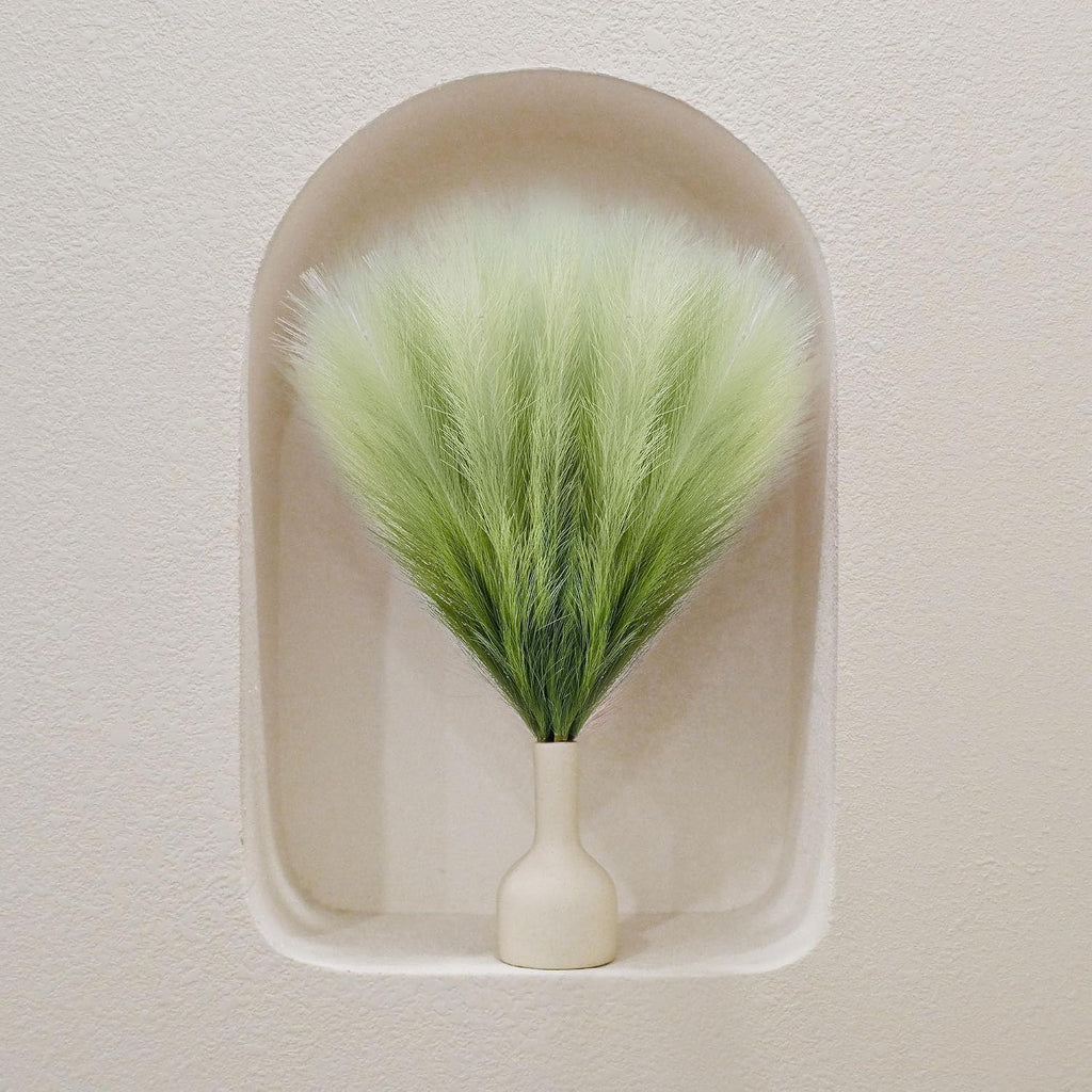 6 PCS Faux Pampas Grass Arrangement - 18"/45cm Artificial Fluffy Pompous Grass Stems for Boho Chic Home and Wedding Decor (Sage Green Gradient)