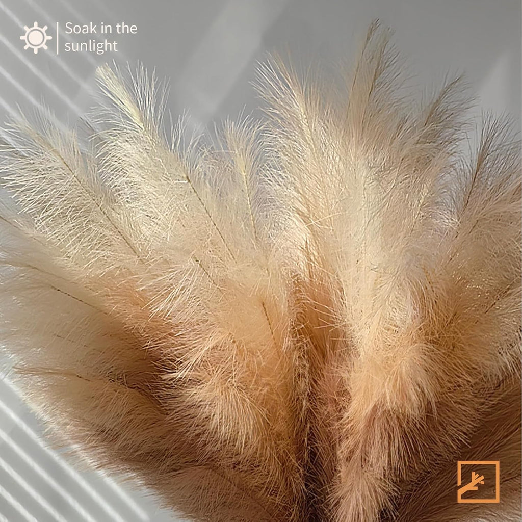 ZIFTY Faux Pampas Grass Decor 38" 7PCS Handmade Boho Decor Ombre Beige