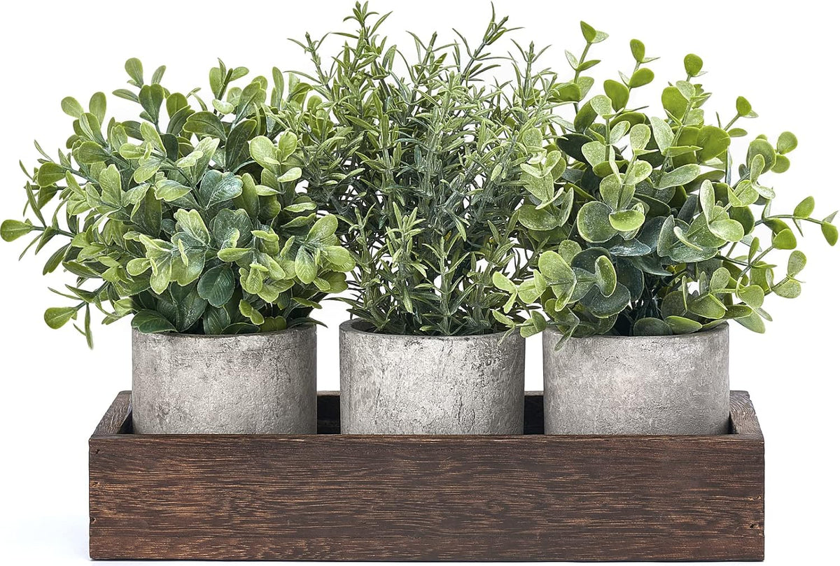 Dahey 3 Pack Mini Potted Fake Plants Farmhouse Centerpieces for Table Decor