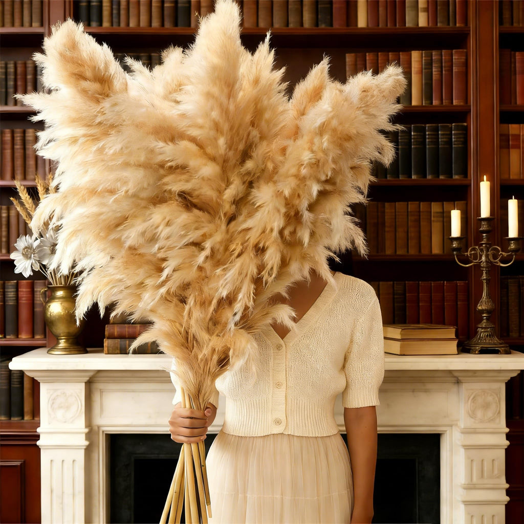 710Pcs Natural Dried Pampas Grass Dried Flowers 17'' Boho Pampas Bouquet
