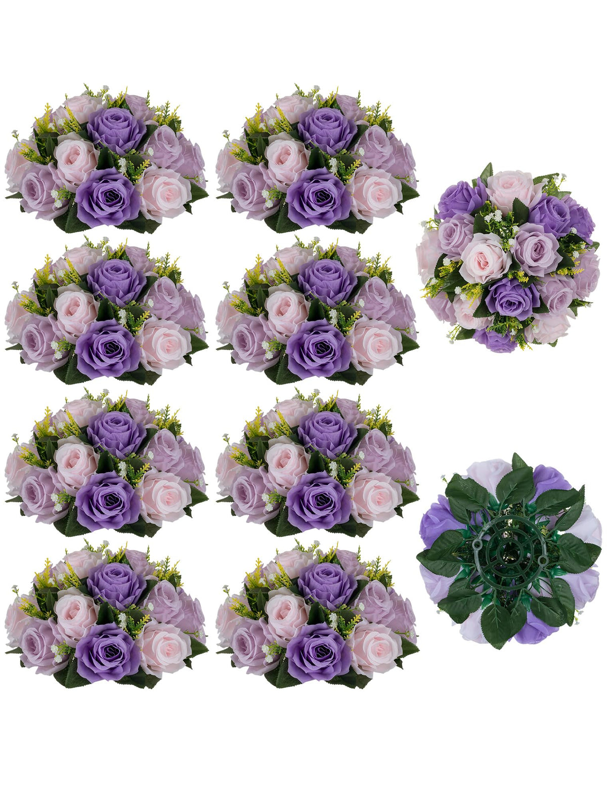 BLOSMON Faux Flower Centerpieces for Wedding Tables, 10 Pcs, Crimson Red