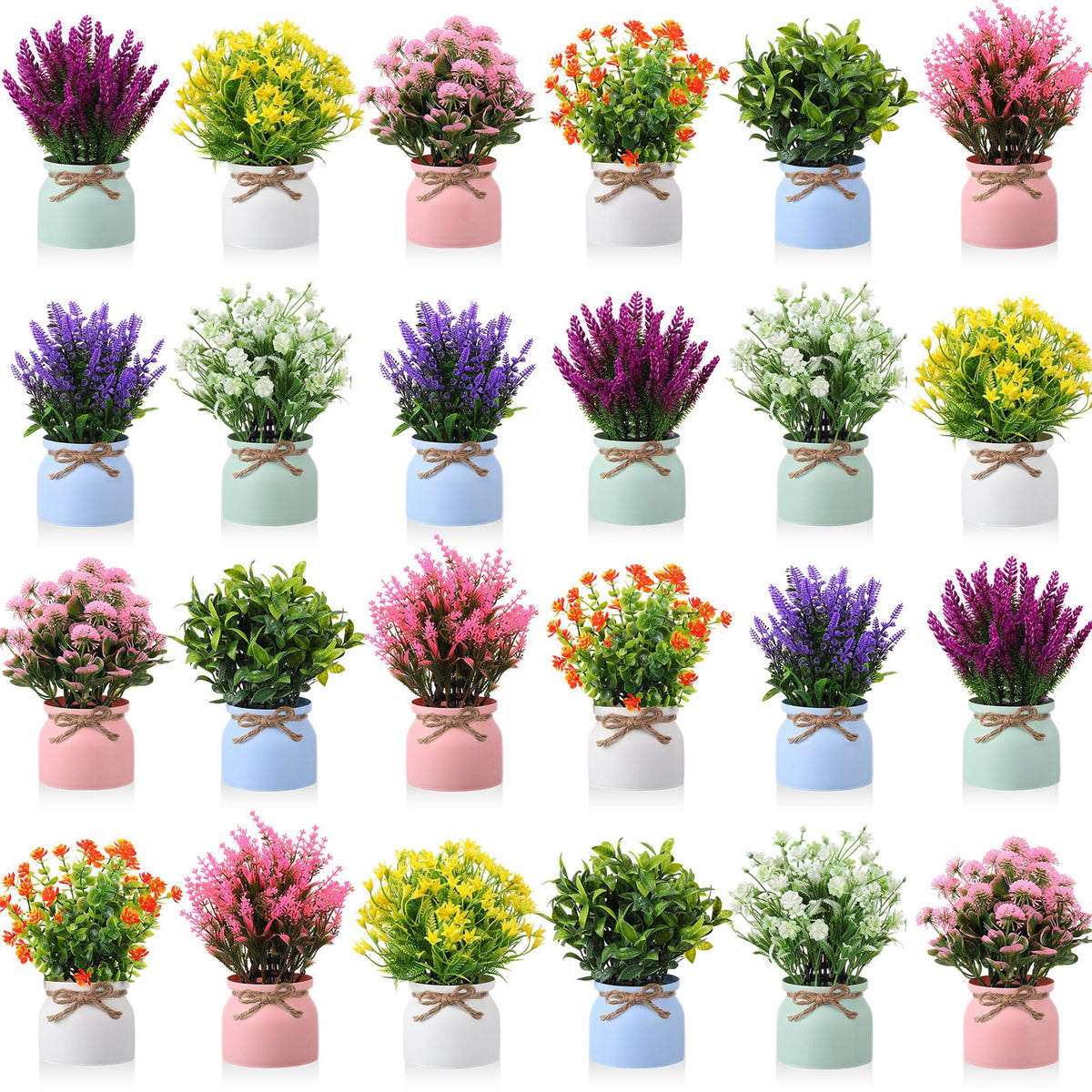 Cindeer 8 Pcs Large Artificial Potted Flowers Fake Potted Plants for Home