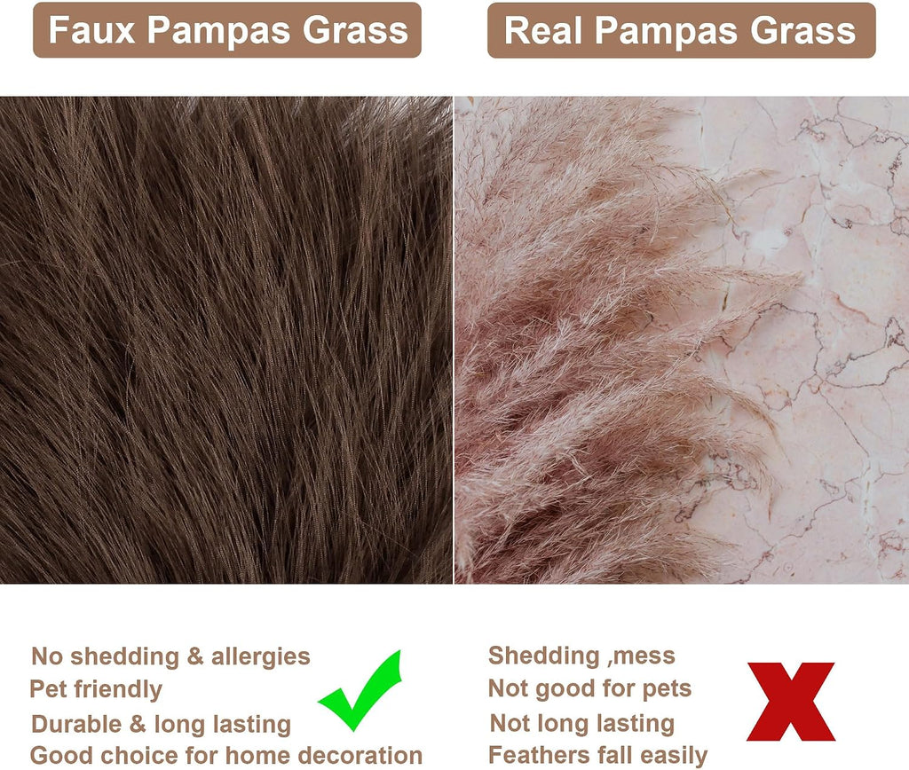 30PCS Dark Brown Faux Pampas Grass 17" for Vase Filler