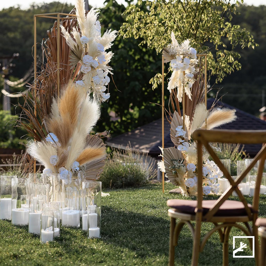 ZIFTY Faux Pampas Grass Decor 17" 6Pcs Handmade Flower Boho Decor Beige