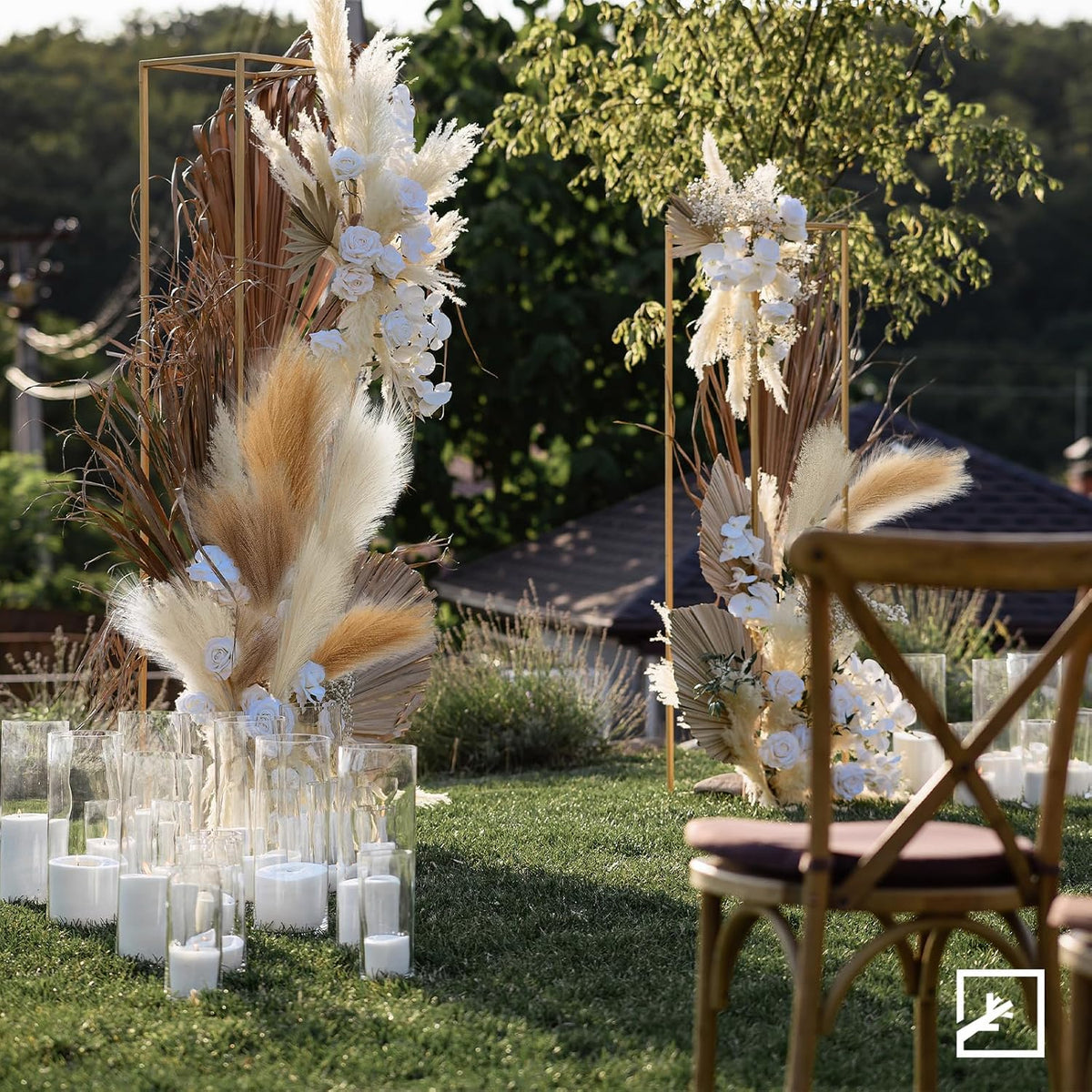 ZIFTY Faux Pampas Grass Decor 17" 6Pcs Handmade Flower Boho Decor Beige
