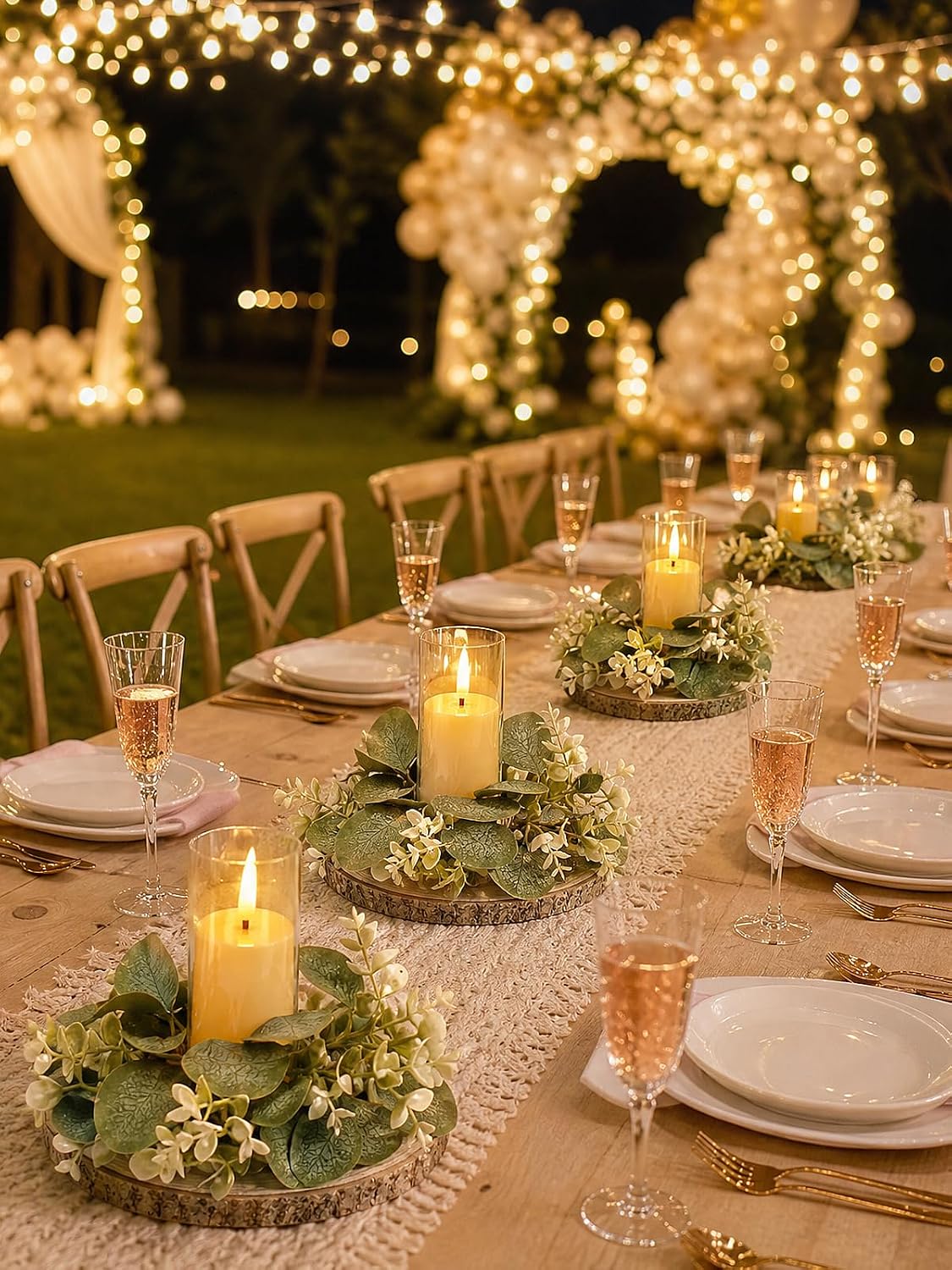 Alphatool 10Set Eucalyptus Wedding Centerpieces for Tables with Wood Slices