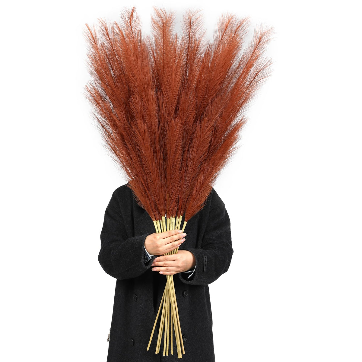 Wertuirk 8 Pcs 45 inch Tall Faux Brown Pampas Grass Decor