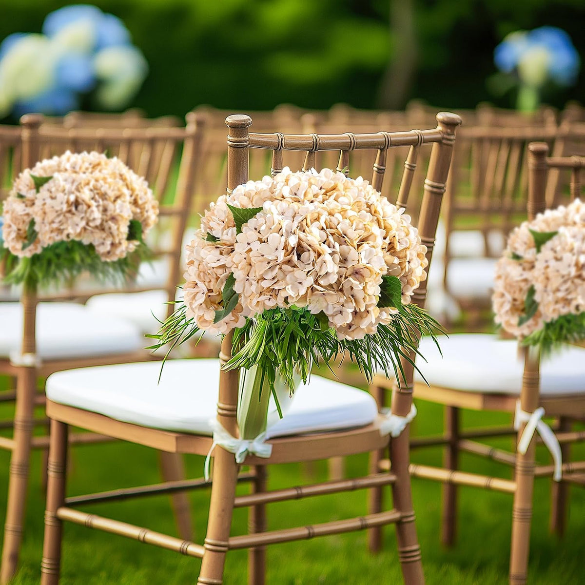 Bailikang 10 Pcs Faux Silk Hydrangea with Stems - Fall Hydrangeas Artificial Flowers Silk Flower Fall Winter Artificial Bouquet for Wedding Bridal Home Table Decor Without Vase