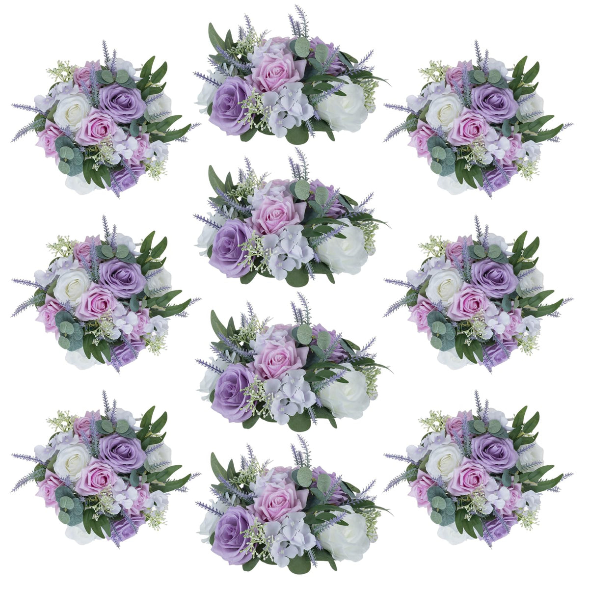Flower Balls Centerpieces for Tables: White Silk Rose, 10Pcs