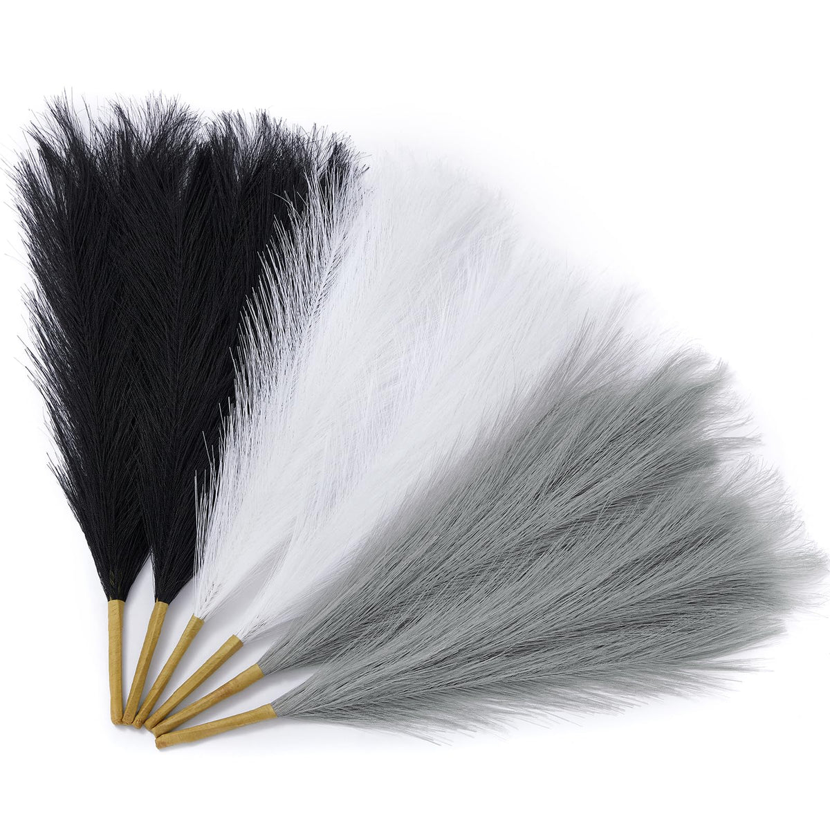 Serwalin 6PCS 17.7 Inch Black Pampas Grass Decor Gothic Feather Vase Filler