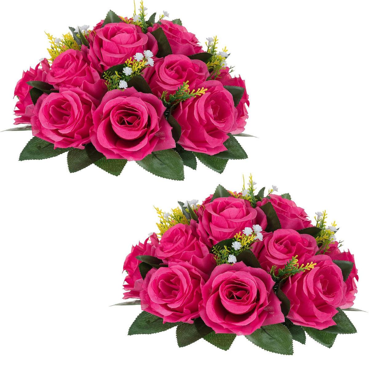 Nuptio Artificial Flower Centrepieces for Tables - 6 Pcs Burgundy & Dusty Rose & Creamy White Fake Flowers Roses Balls 9.5in Diam - Silk Faux Rose Arrangement for Wedding Party Centerpiece Table Decor