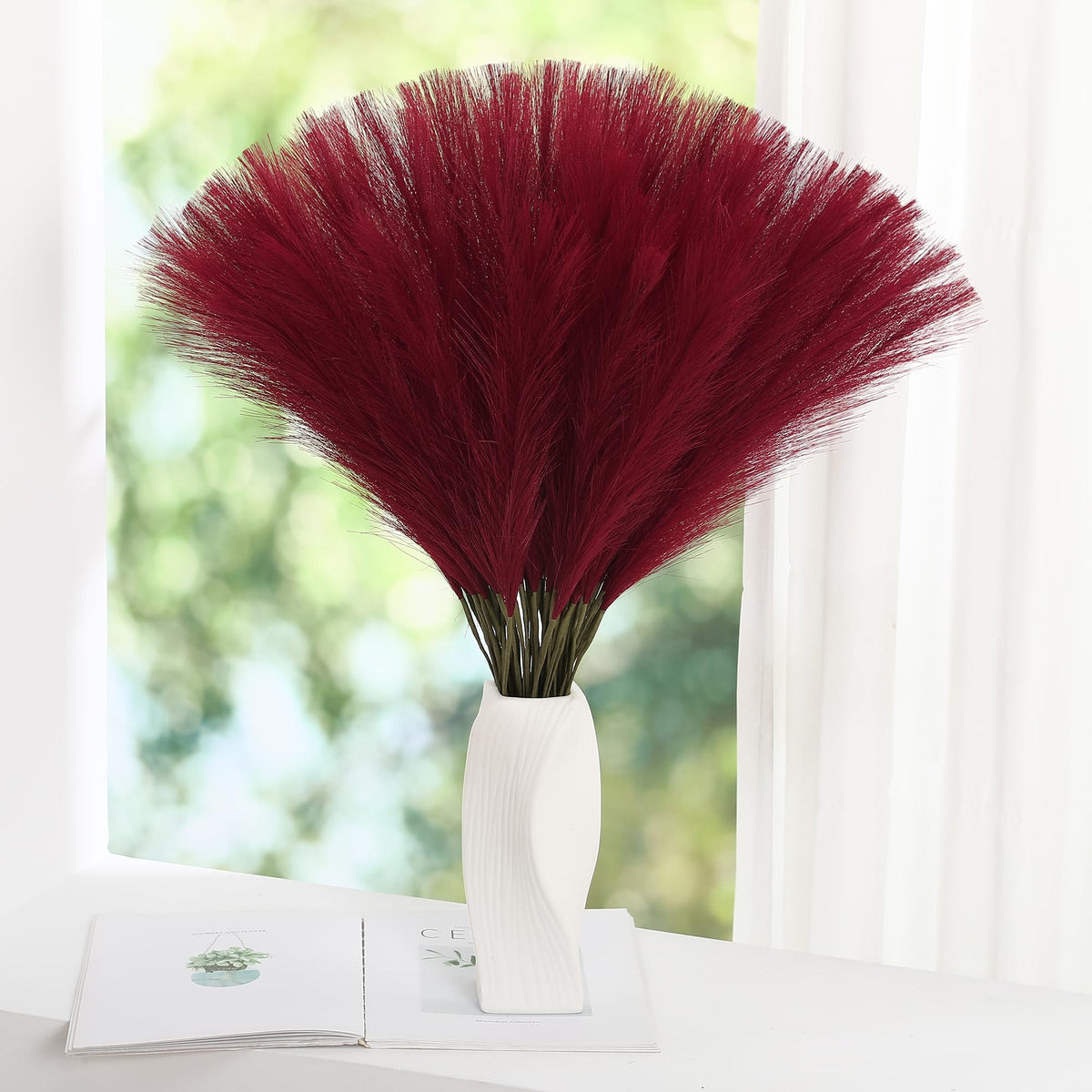 Wertuirk 30pcs Faux Pampas Grass - 24 Inch Pink Pampas Grass Home Decor