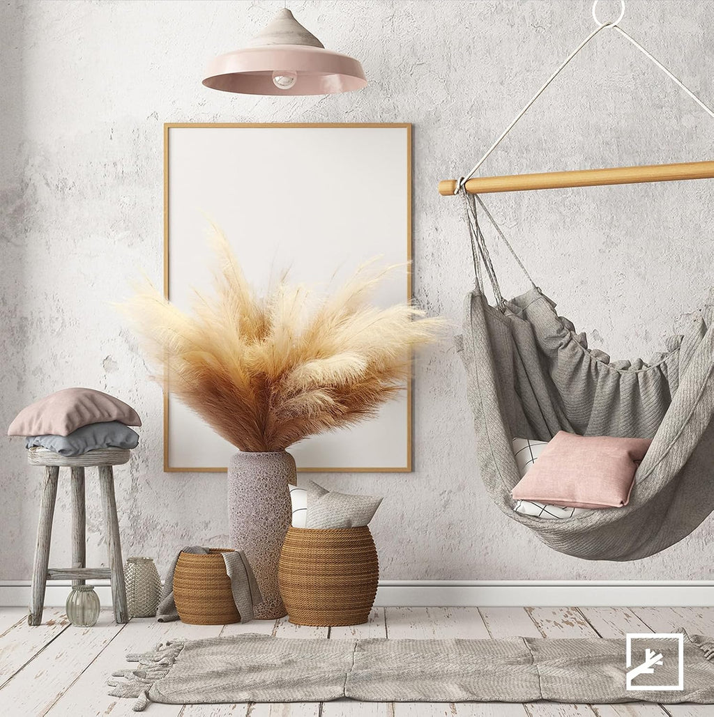 ZIFTY Faux Pampas Grass Decor 38" 7PCS Handmade Boho Decor Ombre Beige