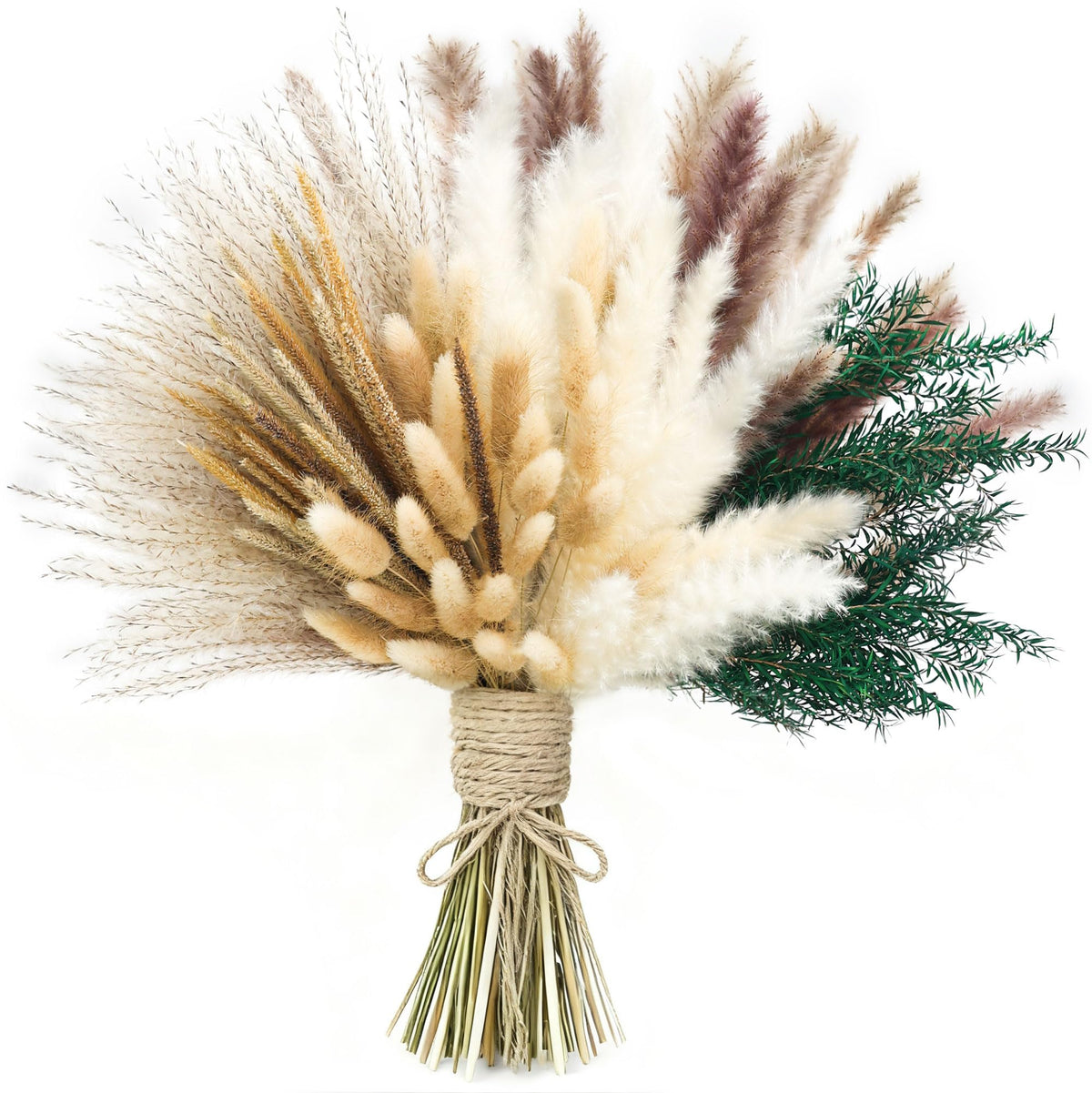 xin's convey 120 PCS Dried Pampas Grass, Dried Flowers, Reed Grass Bouquet for Bohemian Flowers Home Table Wedding Decoration, Rustic Farmhour.(Light Brown)