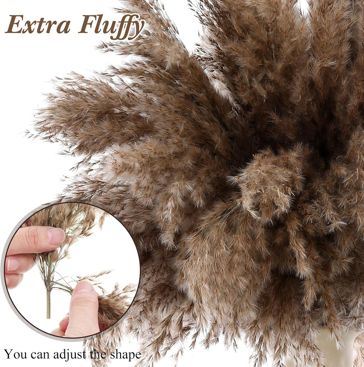 Janinka 100 Pcs Dried Pampas Grass Decor Bulk 17 Inch, Brown