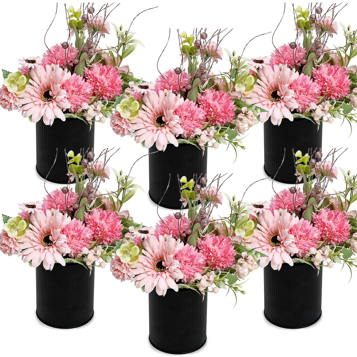 Ivory White & Rose Gold Flower Table Centerpieces, Set of 6