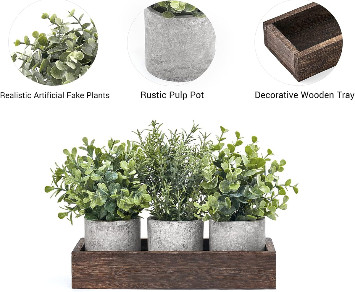 Dahey 3 Pack Mini Potted Fake Plants Farmhouse Centerpieces for Table Decor