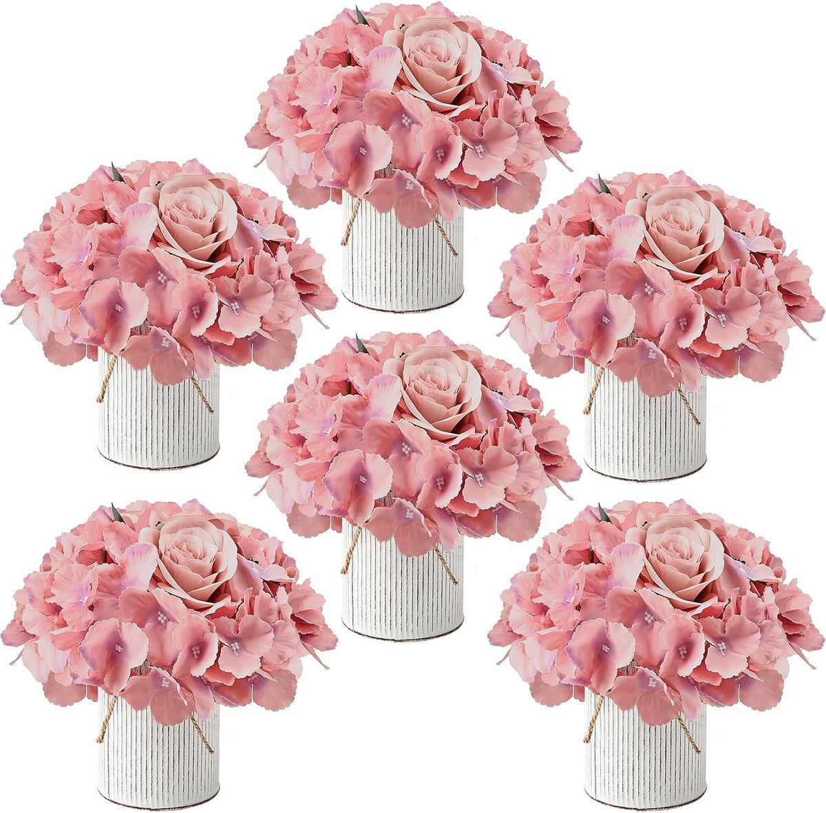 Deep Pink Flower Table Centerpieces - Set of 6