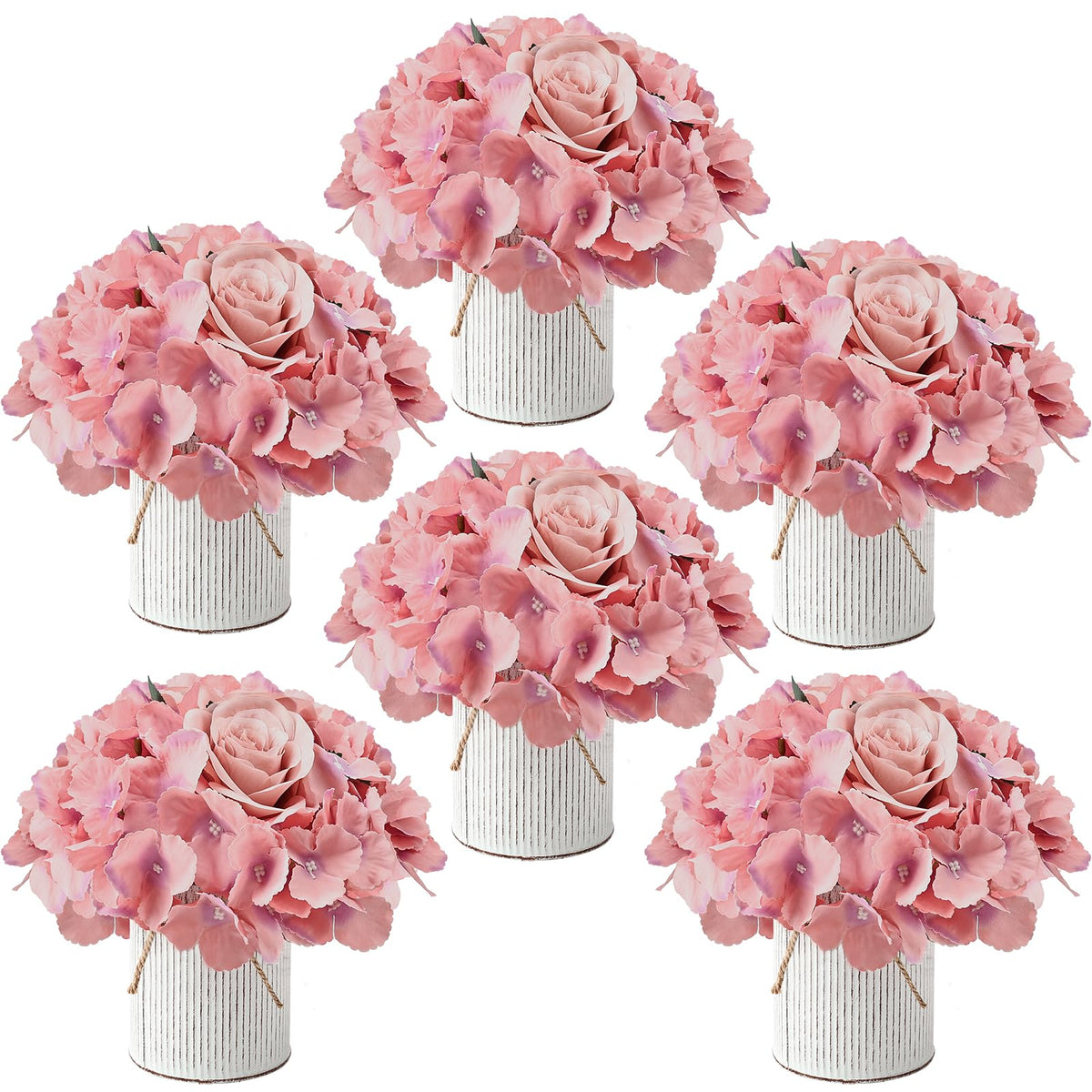 Deep Pink Flower Table Centerpieces - Set of 6
