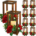 Hushee 30 Pcs Wooden Wedding Lantern Centerpiece, Red Rose, Brown