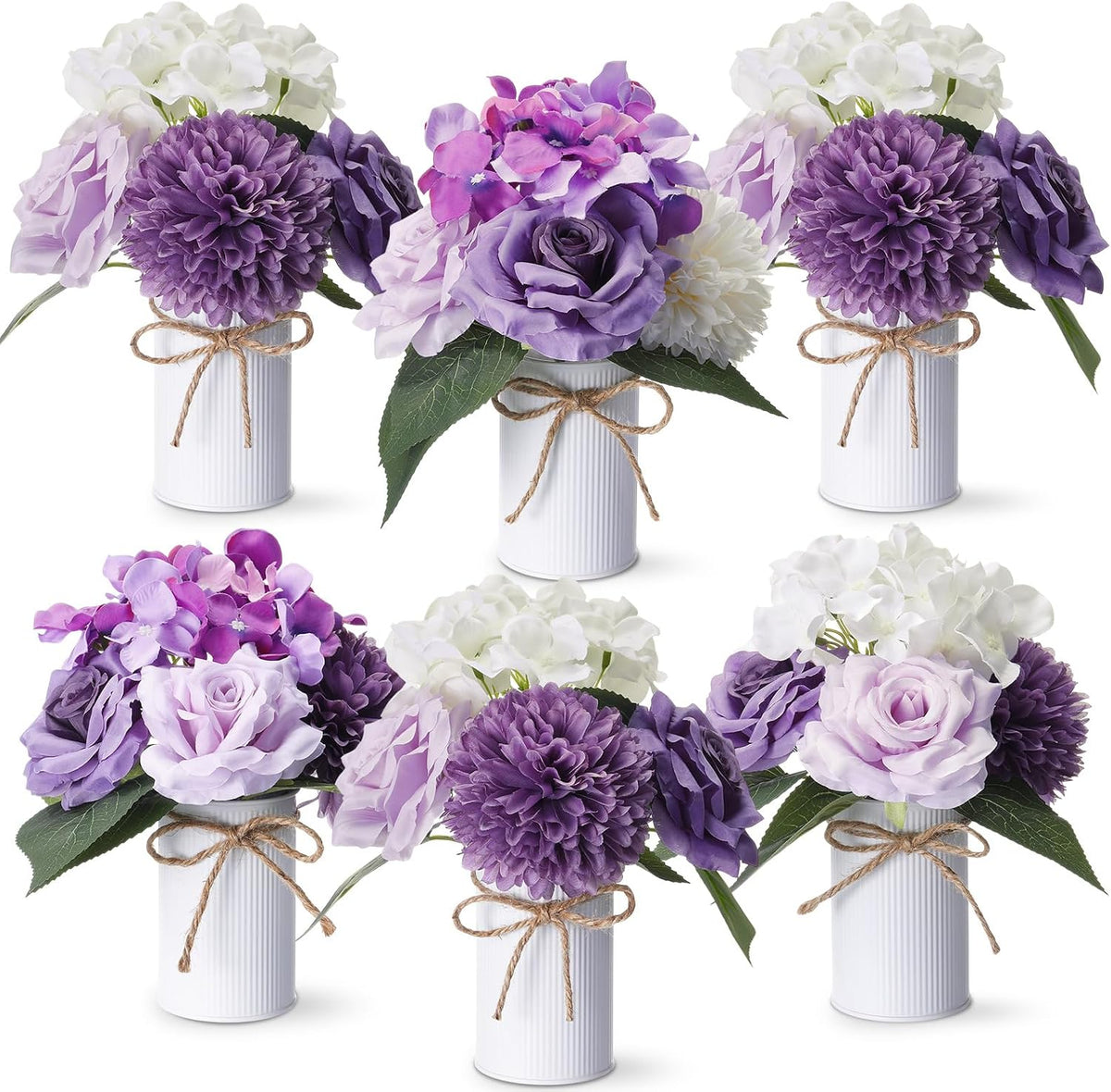 Zeyune 6 Set Artificial Centerpiece, Purple,White, Stylish Style