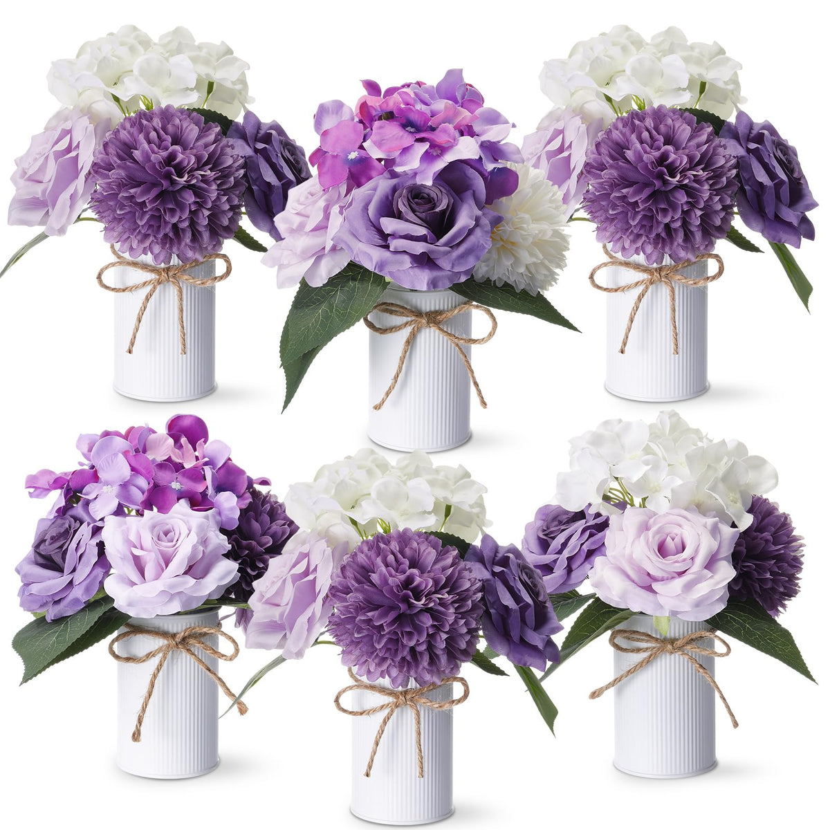 Zeyune 6 Set Artificial Centerpiece, Purple,White, Stylish Style