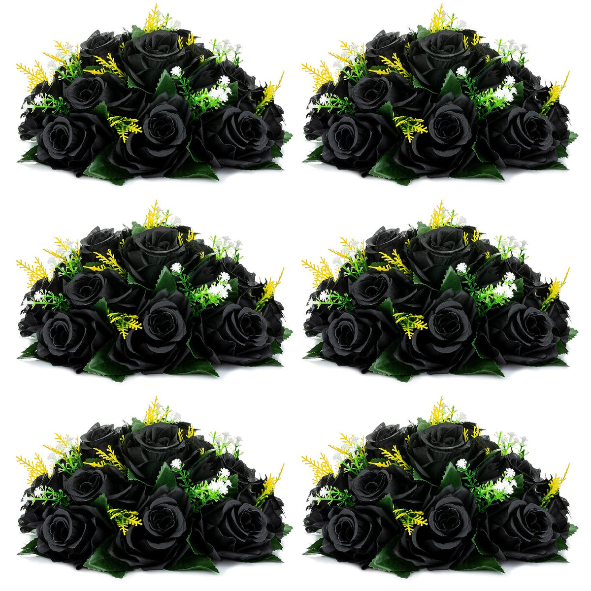 Nuptio Artificial Flower Centrepieces for Tables - 6 Pcs Burgundy & Dusty Rose & Creamy White Fake Flowers Roses Balls 9.5in Diam - Silk Faux Rose Arrangement for Wedding Party Centerpiece Table Decor