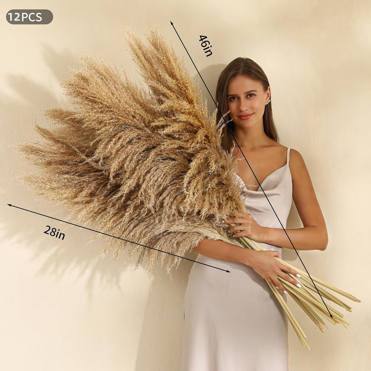 Wertuirk 12 Stems 46 inch Tall Dried Pampas Grass Decor